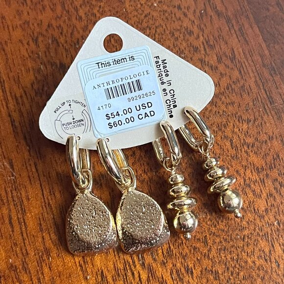 Anthropologie gold huggie charm earrings NWT - Picture 5 of 7